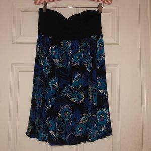 Peacock strapless dress